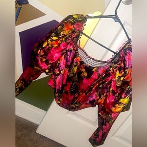 puffed long sleeve corset style blouse